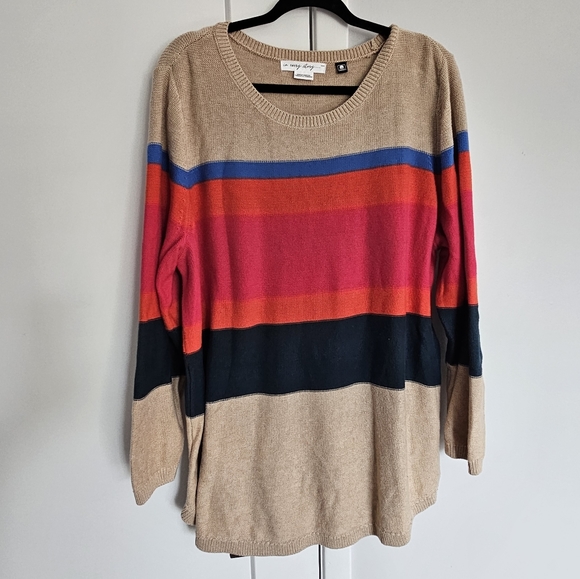 Plus Size 2X 100% Cotton Striped Sweater Tunic Penningtons - Picture 3 of 6